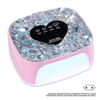 Lampe à ongles professionnelle BIN en forme de cœur avec strass étincelants, lampe UV LED portable Sun S50 pour le séchage des ongles, sécheuse à ongles