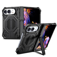 Étui de téléphone magnétique antichoc à 3 couches en TPU PC + cadre avant renforcé avec support central caché pour iPhone Duo 18 Fold Wide