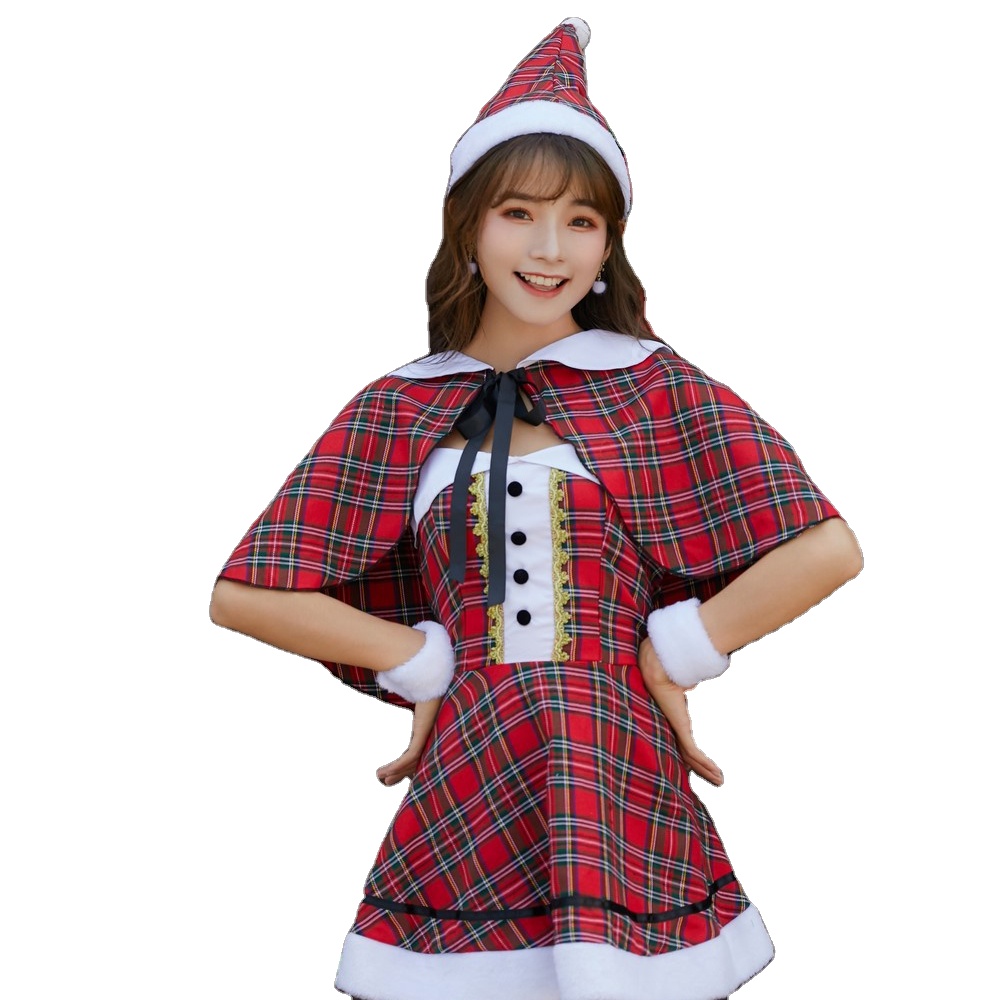 Plaid Cloack Christmas Costume