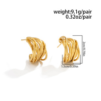 Boucles d'oreilles clous tendance en acier inoxydable PVD 18 carats étanches pour femmes, accessoires quotidiens élégants, bijoux féminins à la mode
