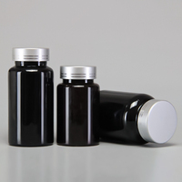 Vente flash - Bouteille d'emballage pour pilules en plastique PET noir écologique de 60 ml, 100 ml, 120 ml, 150 ml, 175 ml, 200 ml