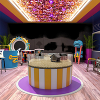 Aire de jeux intérieure interactive pour enfants, équipement de parc de jeux athlétique commercial en plastique avec double toboggan