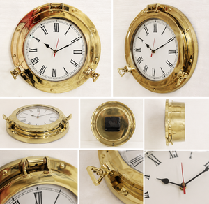 Nautical Porthole <b>Digital</b> <b>Clock</b> Solid Brass 4 Inch Quartz <b>Wall</b> <b>Clock</b> Coastal Decor Living Room - Product Image 3