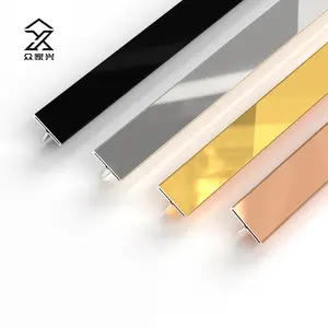 304 Tiles Accessories Brushed Decorative Strip Decoration Wall T Shape Trim Gold Tile