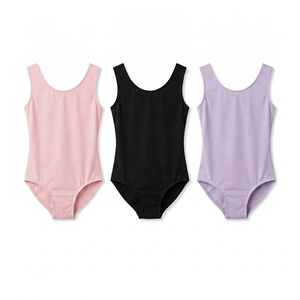 Leotardo de Ballet Negro sin Mangas para Niñas Pequeñas, Personalizado OEM, Traje de Danza Elástico para Niñas, Leotardos de Gimnasia para Entrenamiento - Product Image 1