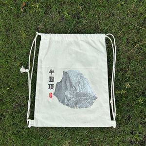 Promotional Environmentally Friendly Cotton <b>Backpack</b> Black Color Canvas <b>Drawstring</b> Bag Large Capacity <b>Backpack</b> for Travel Sport - Product Image 5
