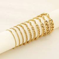 Chaîne à maillons cubains plaquée or 18 carats fermoir homard coupe hexagonale collier en acier inoxydable | Multi-taille 2.5mm-13mm Bracelet en gros