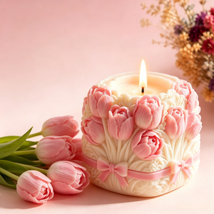 Bouquet de tulipes, bougie parfumée, cire de soja naturelle, cadeau souvenir, décoration de fête - Product Image 1