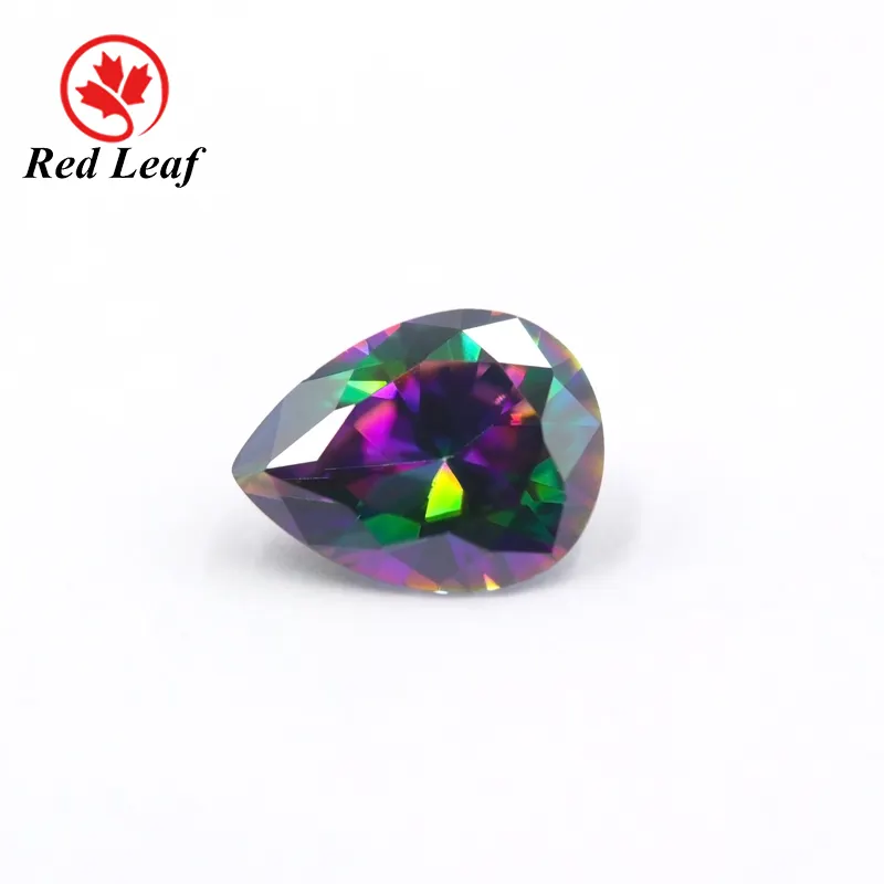 Redleaf Gems 2021 Popular new 7*9mm pear shape cz rainbow amethyst zirconia stone cubic zirconia