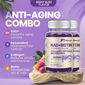 OEM ODM Nad <span class=keywords><strong>Biotin</strong></span> Gummies ile kollajen, resverodm l, Berberine, çinko, saç, cilt, çivi ve eklem takviyesi için K2 & D3 vitamini - Product Image 4