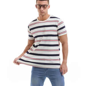 Custom Wholesale Popular <b>Men's</b> Crewneck <b>Striped</b> Knitted 100% Cotton Casual <b>T</b> <b>Shirt</b> Plus Size - Product Image 5