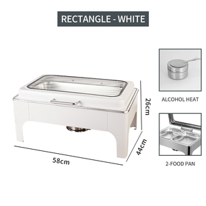 Luxury White Stainless Steel Gas &amp; Fuel Chafing Dish Buffet <strong>Server</strong> with <strong>Food</strong> Warmer for Hotel Buffet Parties - Product Image 5