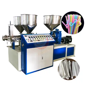 Plastic Pp Two Color Reusable Straight Drink Straw Make Machine Straw Production Extruder for Price