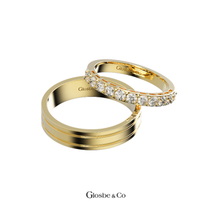 Bagues de mariage en or de haute qualité, moissanite, ensemble de bagues de mariage classiques unisexes pour couple, lien éternel, Glosbe & Co NCKC07-Ver 2 - Product Image 1