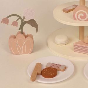 Juego de Accesorios de Cocina de Juguete para Niños, Mini Soporte para Cupcakes, Postres, Juego de Té de Madera para Niñas Pequeñas - Product Image 5