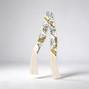 Écharpe longue à franges de style coréen de la marque PL, <span class=keywords><strong>foulard</strong></span> de sac en <span class=keywords><strong>soie</strong></span> sergé pour femme, multifonctionnel et protecteur - Product Image 6