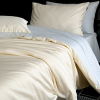 Parure de lit 4 pièces en coton longues fibres de qualité supérieure, couleur unie, avec housse de couette et drap-housse, idéale pour dortoir