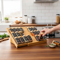 Organisateur de tiroir à épices extensible à 2 niveaux en bambou, support à épices pour armoire de cuisine, plateaux de rangement en bois