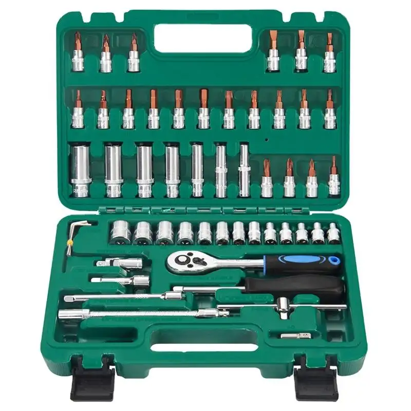 53 PCS Auto Car Repair Socket Tool Boxes Ratchet Wrench Ratchet Screwdriver Tool Set Kit