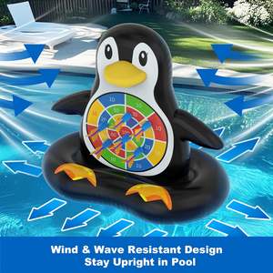 Jeu de fléchettes gonflable pour enfants en PVC avec fléchettes collantes sur le thème du pingouin - Product Image 4