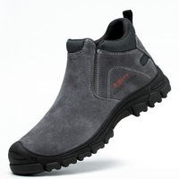 Sepatu Keselamatan Berinsulasi 6KV Model Mid-cut Anti-benturan Anti-tusuk Tahan Panas Bahan Kulit Sapi