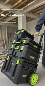 Heavy-Duty Waterproof Rolling <b>Tool</b> <b>Box</b> With Wheels, Stackable Organizer Storage System, Industrial-Grade Black Green Black and - Product Image 4