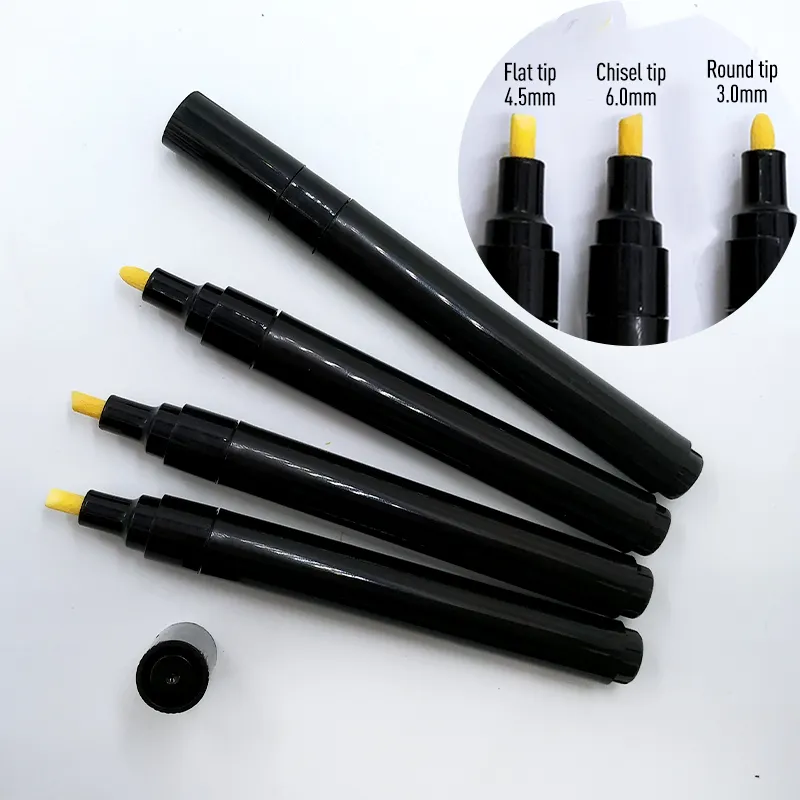 שחור פלסטיק צינור 15mm ריק ריק סמן עט קידוח עצה 3mm עגול ציפורן 6mm אמנות סמן 4.5 שטוח שפיץ מותאם אישית CN; גואה Flysea