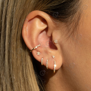 Boucles <span class=keywords><strong>d</strong></span>'oreilles créoles Huggie en <span class=keywords><strong>argent</strong></span> sterling 925 avec diamants de 8 mm/10 mm/12 mm, vente en gros Gemnel - Product Image 2