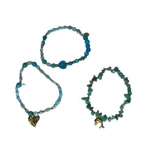 Fashion Beaded <b>Bracelets</b> <b>Set</b> Blue Stone PVD Gold Plated 316L Stainless Steel Sustainable Resistant Jewelry for Women - Product Image 1