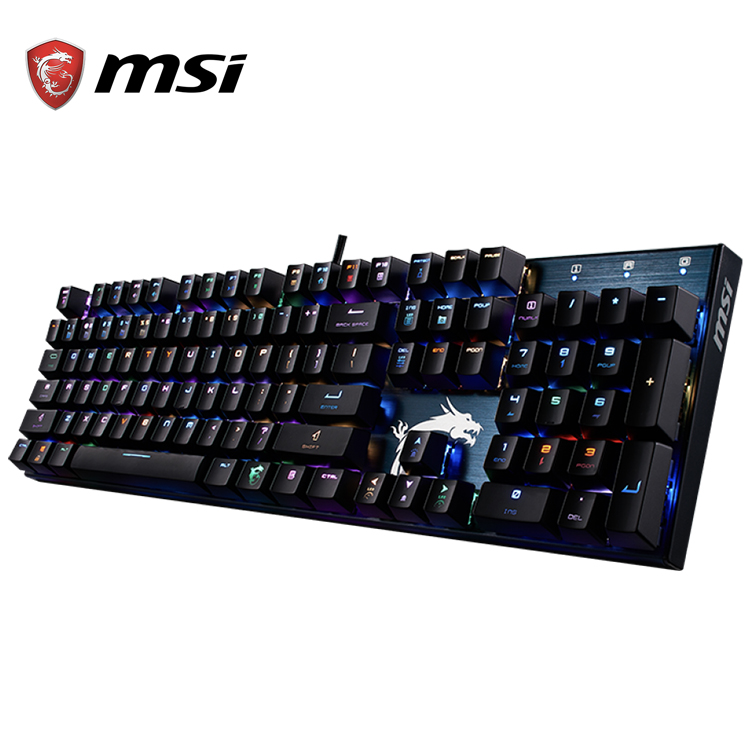 كيبورد ألعاب ميكانيكي MSI VIGOR GK50, كيبورد ألعاب ميكانيكي بالألوان الأحمر والأزرق والأسود والبني مع إضاءة RGB