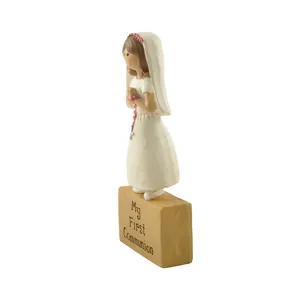 Figurine de première Communion de fille, en résine personnalisée, bloc, 1 pièce