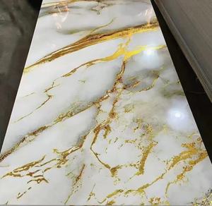 Chất Lượng Cao 1220*2440Mm Kết Cấu Bằng Đá Cẩm Thạch Chảy Vàng TV Nền Hội Đồng Quản Trị Và 3D Tường Phòng Tắm Trang Trí PVC Carbon Rock Hội Đồng Quản Trị - Product Image 1