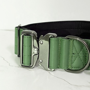 <span class=keywords><strong>Collar</strong></span> de perro táctico verde militar de 2 pulgadas de cuero de lujo con neopreno resistente nuevo diseño de nailon personalizado para entrenamiento - Product Image 5