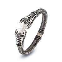 Bracelet fin en argent sterling 925 fait main avec perles d'eau douce et filigrane, tendance et romantique pour femmes