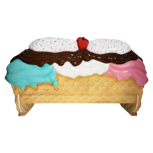 Life Size Fiberglass Ice Cream Sundae Bench Custom Waffle Cone Sofa Theme Park Dessert Shop Commercial <strong>Space</strong> <strong>Decoration</strong> Handmade - Product Image 5