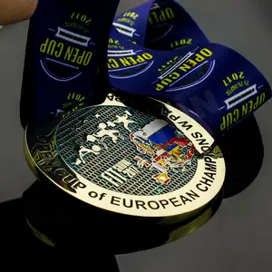 Madalya üreticisi özel kişiselleştirilmiş ucuz onur ödülleri metal 3D altın kaplama spor yarış madalyası