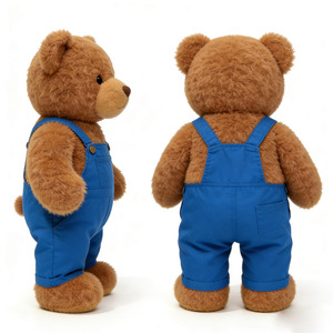 Ours en peluche personnalisé avec pantalon à bretelles bleu, jouet en peluche ours en peluche marron personnalisé - Product Image 6