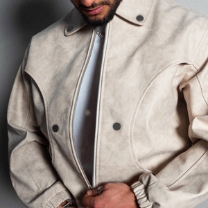Vestes en cuir synthétique de haute qualité personnalisées, style motard, surdimensionnées, lourdes, avec fermeture éclair, pour hommes - Product Image 3
