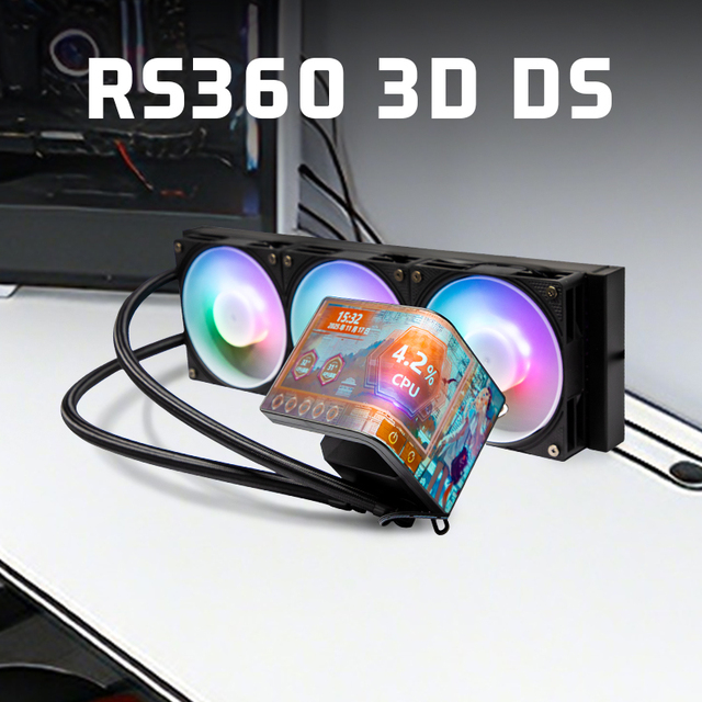 Lineng RS360 3D DS Radiator Cooling System PWM Fans LCD Display CPU Liquid Cooler Gaming Desktop Computer Case High Efficiency