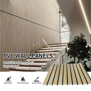 Panel de Pared de PVC Antimoho con Estampado <span class=keywords><strong>en</strong></span> Caliente, Panel de Pared Decorativo de Madera y Plástico Impermeable para Renovación de Interiores - Product Image 1