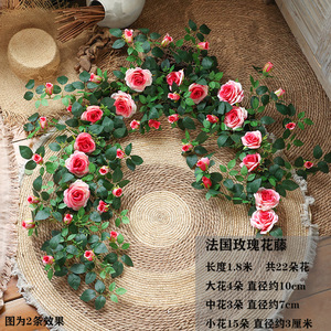 Guirlandes de roses artificielles de 2,2 m de long, fleurs en soie pour la décoration de la maison, mariage, revêtement mural, décoration de tuyaux de climatisation - Product Image 5