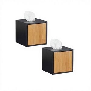 Set Of 2 Wooden <b>Tissue</b> <b>Paper</b> Box Superior Quality Square Shape Napkin Storage Box At Affordable Pricing - Product Image 1
