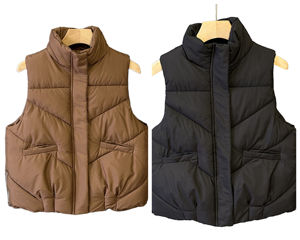 Femmes de haute qualité automne hiver pliable léger chaud col montant coupe-vent mince mince <span class=keywords><strong>sans</strong></span> <span class=keywords><strong>manches</strong></span> bouffant veste vers le bas gilet - Product Image 1