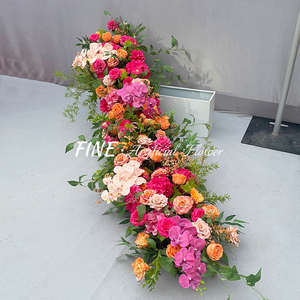 Düğün dekorasyon için toptan yapay çiçek Runner kırmızı pembe renk masa çiçek koşucu - Product Image 4