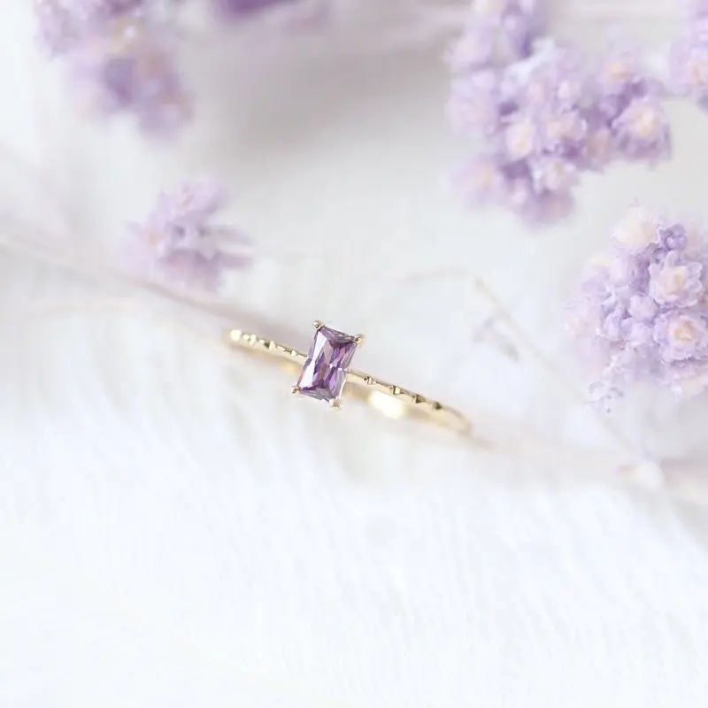 Trendy Eenvoudige Vrouwen Sieraden Ontwerpen Dainty Minimalistische Purple Stone Ring Voor Vrouwen KBR011-M