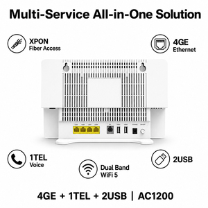 WiFi5ดูอัลแบนด์มือสอง AC1200เราเตอร์ xpon ONU 1Tel 4GE พอร์ต1USB 2.4G 5G TR069สำหรับเครือข่ายไฟเบอร์ FTR FTTx - Product Image 3