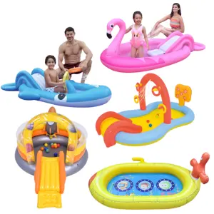 aufblasbare pads pool rutsche Suppliers-Outdoor Kinderspiel zentrum Pool PVC Schwimmbad Spielzeug für Kinder Aufblasbarer Pool mit Rutsche