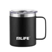 Mug isotherme à double paroi en acier inoxydable de 12 oz, avec logo personnalisé, sans BPA, couvercle anti-fuite, écologique, personnalisé pour les entreprises