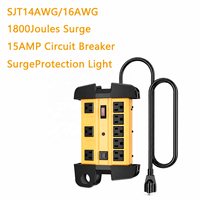 Stop Kontak Ekstensi Bersertifikasi ETL 1800J Surge Rating 15A dengan 8 Stop Kontak dan 2 Port USB untuk Penggunaan Rumah Tangga/Kegunaan Umum