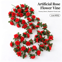 Guirlande florale suspendue en soie avec 45 têtes de roses artificielles pour arche de mariage, décoration de balcon et aménagement de lieux de fête